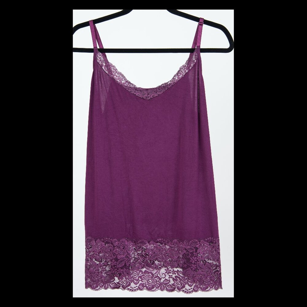 Lane Bryant Womens Purple Lace Trim Stretch Tank Top Sz 14/16 EUC